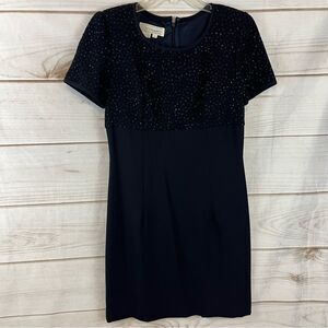 Warren Women’s Navy Sparkly Glittered Stretch Short Holiday Dress Size 6 Petite